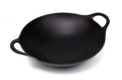 China Matt Black Enamel Cast Iron Wok supplier