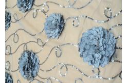 China 3D Embroidered Flower Sequin Lace Fabric With Cirrus Beaded For Ceremony Gown supplier