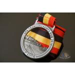 Running Racing Metal Award Medals Cut Out On Design With Strip Ribbon