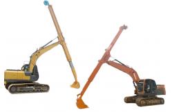 China Long Reach Project Excavator Telescopic Arm With Standard Bucket Clamshell Bucket supplier