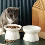 Ceramic High Foot Pet Slow Food Bowl Protecting Spine Cat Water Bowl for sale