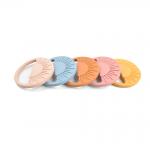 Beige Pink Silicone Teether Ring Infants Teething Stacking Rings for sale