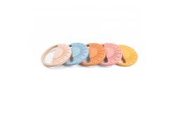 China Beige Pink Silicone Teether Ring Infants Teething Stacking Rings supplier
