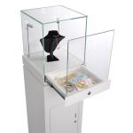 Wooden Point Of Purchase Pop Display Necklace Jewelry Display Stand With Lock for sale