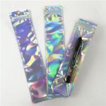 Custom printed plastic hologram flat bags with zipper for make up tool pen packaging for sale