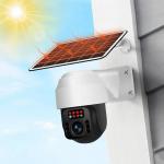Weatherproof 6.8W 4G Solar PTZ Camera , Wireless Battery 4G WiFi Security Camera for sale