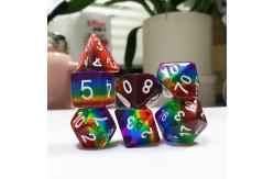 China Rainbow Crystal Resin Boarding Dice Set  dnd dice supplier