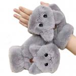 Students Write In Winter Lovely Half Finger Flip Housework Plush Glove