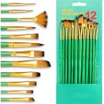 Green Art Painting Brush Kit 12 Pcs For Acrylic Watercolor Gouache Painting for sale
