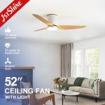 Customizable Lighting 52-inch Flush Mount Ceiling Fan with Remote and 3 Color LED Light for sale