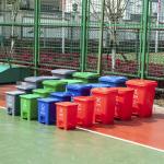 Classified-bin Thickened Large Commercial Indoor Kitchen Foot Pedals Leather Bins Kitchen Waste Plastic Foot Trash Can for sale