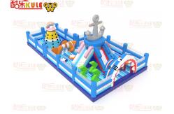 China Blue Ocean Theme Shark Inflatable Bouncy Playground With Clibing Slides supplier
