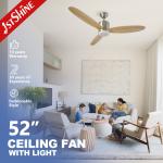 Dimmable LED 52 Inches Solid Wood Ceiling Fan Light With Smart App Control for sale