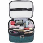 Hot sell cosmetic bag with 2 layer for double zippers