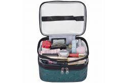 China Hot sell cosmetic bag with 2 layer for double zippers supplier