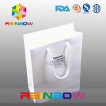 Eco Friendly Simply Printed White Paper Bags Wirh Paper String For Clothes for sale