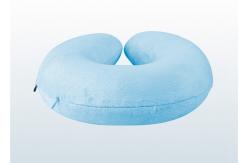 China Neck Rest Travel Pillow Relaxation Nap Cushion With Luxury Blue Plush Velour Cover supplier