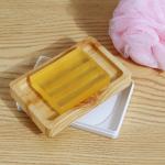 Toilet Wood Grain Shelf Plastic Soap Holder Dish Tray With Lid Drain for sale