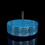 Electroplated Blue Modern Glass Wash Basin , Blue Glass Vessel Sink for sale