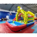 Yellow Dog Bounce House Tarpaulin Inflatable Water Slide With Pool for sale