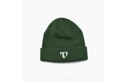China OEM Unique Green Knit Beanie Hats With Embroidery Pattern supplier