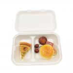 2 Compart Sugarcane Fibers Clamshell Lunch Box Eco Friendly Biodegradable for sale