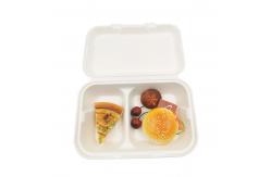 China 2 Compart Sugarcane Fibers Clamshell Lunch Box Eco Friendly Biodegradable supplier