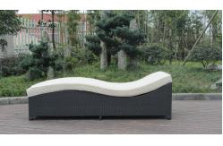 China Army Green Rattan Sun Lounger With White Cushion And Aluminum Frame supplier