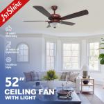 3000K Retro Ceiling Fan With Dark Walnut Blades And Glass Lampshade for sale