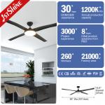 Modern Black LED Ceiling Fan 4 ABS Blades Energy Saving DC Motor