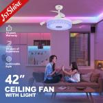Remote Control LED Ceiling Fan with 3 Color Lighting and High Speed Motor Wattage 35W for sale