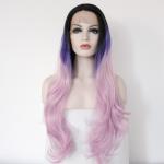 Long Kinky Curly Synthetic Front Lace Wigs Body Wave Free Tangle for sale