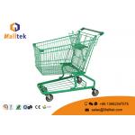 Green Supermarket Shopping Trolley Customized Logo With Coin Lock System for sale