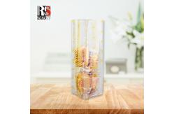 China Food Poly Packaging Bags With Small Cross Block Stand And Square Transparent Bottom supplier
