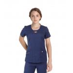 180 GSM V Neck Short Sleeve Spandex Hollow Carved Nurses Medical Uniform Antimicrobial Wrinkle-free for sale