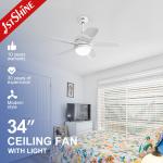 Metal Plastic LED Ceiling Fan 34 with Remote Control and 5 ABS Blades REACH Certified for sale