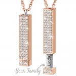 Chic Womens Engraved SS304L Minimalist Bar Necklace for sale