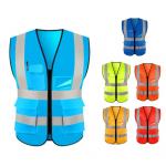 High Visibility Reflective Road Safety Vest Worker Construction Electrical Protective Vest With Pockets for sale
