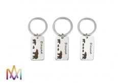 China OEM ODM Thanksgiving Day Gift Bear Family Engraved Metal Keychains supplier