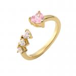 Zircon 18k Gold Plated Heart Diamond Rings Adjustable For Engagement Wedding for sale