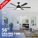 56 Inch LED Lighting Black MDF Blades Remote Control Ceiling Fan for Lighting Solutions for sale