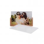 U Shape LED Wooden Base Sublimation Acrylic Photo Panel Customized Light Up Desktop Memorial Photo Frame for sale