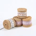6.5cm Jute Burlap Ribbon Plain Satin Woven Edges 10 Yards  Eco Friendly for sale