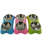 15CM 16cm 34cm 25cm 304 Stainless Steel Dog Bowl Green Grey Gold Dishes Small Round Double for sale