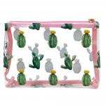 See Through Cactus Print PVC Travel Packing Bag for sale