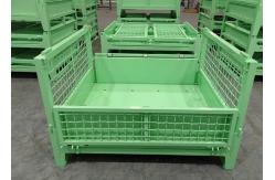China Metal Stackable Stillage Bin Stackable Pallet Cages Green Powdercoating 1.5T supplier