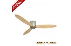 China 220V Flush Mount Remote LED Ceiling Fan With Solid Wood Blades supplier