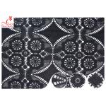 47 Inch Black Embroidered Lace Fabric For Dressmaking / Floral Embroidered Trim for sale