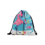 Flamingo Personalized Cinch Bags Custom Print Waterproof Drawstring Backpack for sale