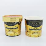 Disposable custom printed ice cream paper cup thickened yogurt paper packaging with paper lid for sale
